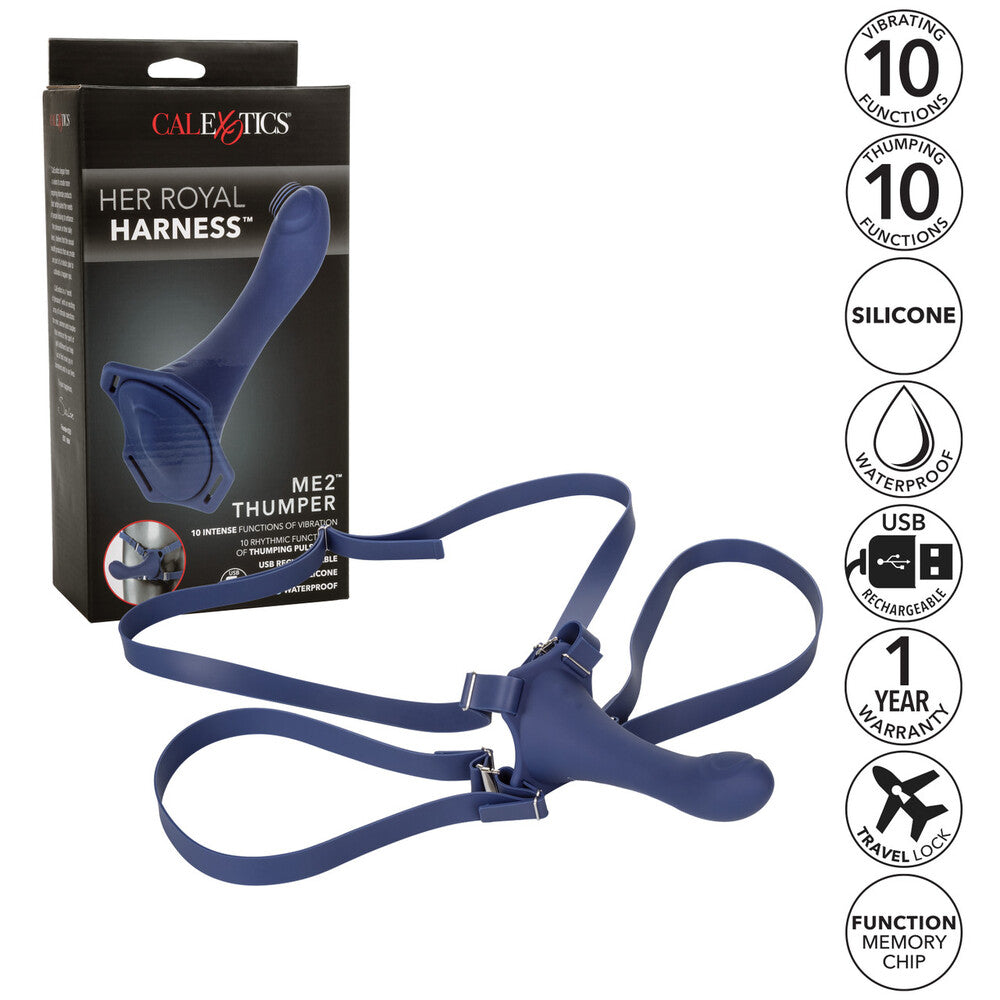 Her Royal Harness Me2 Thumper Strap On With Rechargeable Vibe > Realistic Dildos and Vibes > Strap on Dildo