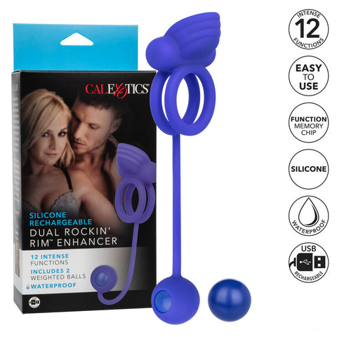 Rechargeable Dual Rocking Rim Enhancer Silicone Cock Ring > Sex Toys For Men > Love Ring Vibrators