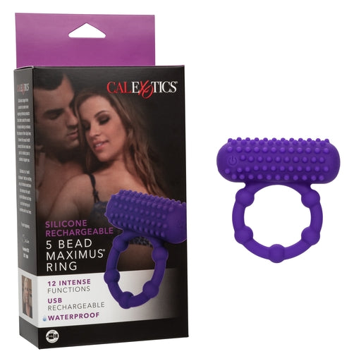 5 Bead Maximus Rechargeable Cock Ring Purple Cock Rings Vibrating