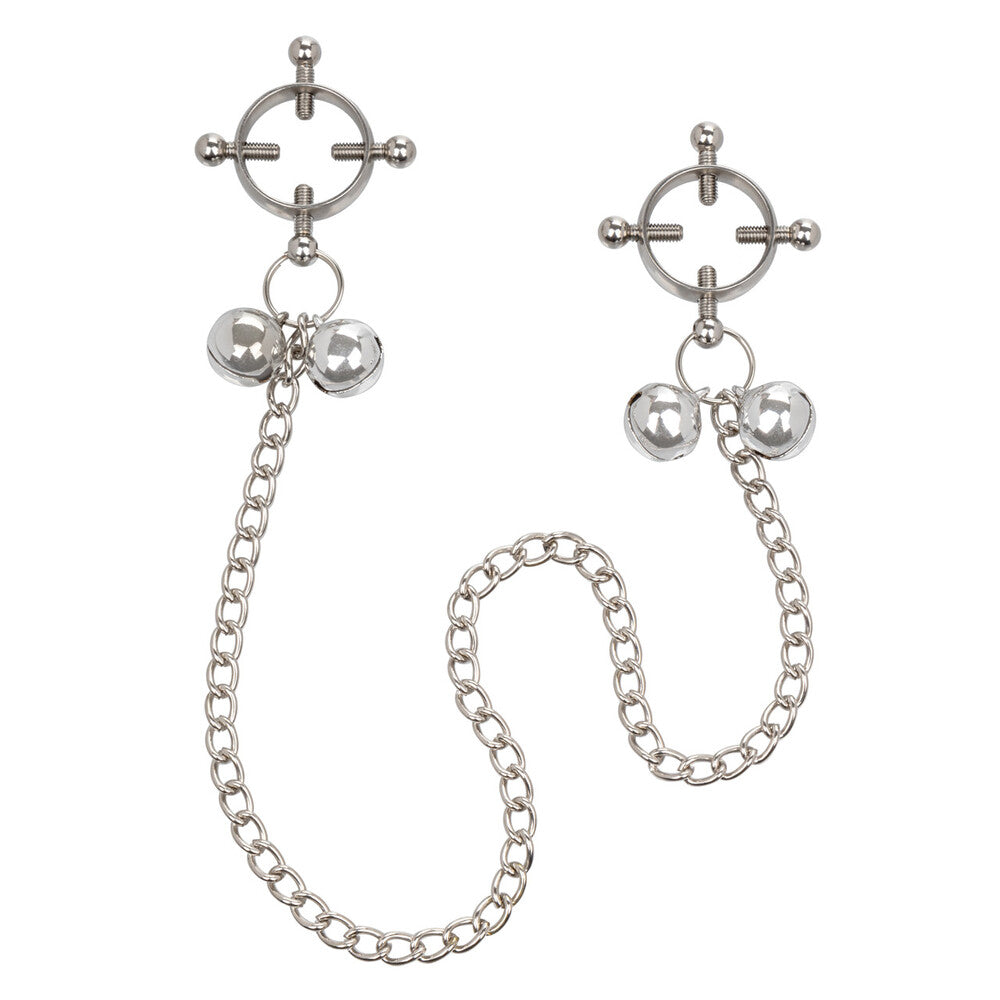 Adjustable Nipple Grips Four Point Press With Bells Default Title > Bondage Gear > Nipple Clamps