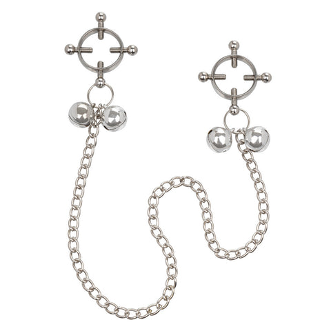 Adjustable Nipple Grips Four Point Press With Bells Default Title > Bondage Gear > Nipple Clamps
