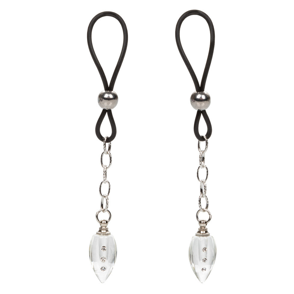Nipple Play NonPiercing Nipple Jewellery Crystal Teardrop Silver Nipple Clips