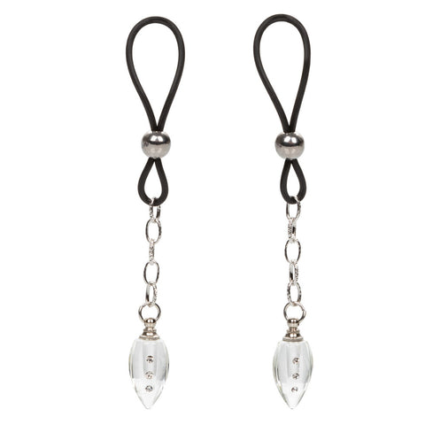 Nipple Play NonPiercing Nipple Jewellery Crystal Teardrop Silver Nipple Clips