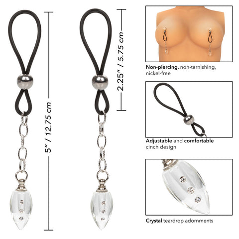 Nipple Play NonPiercing Nipple Jewellery Crystal Teardrop Nipple Clips
