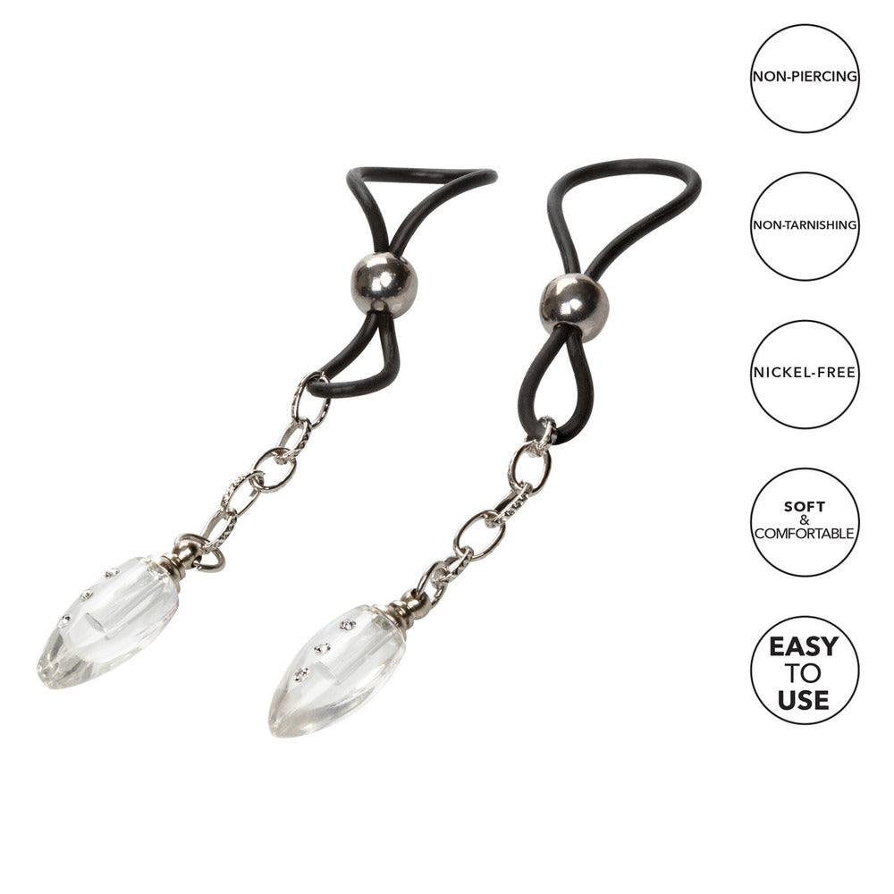 Nipple Play NonPiercing Nipple Jewellery Crystal Teardrop Nipple Clips