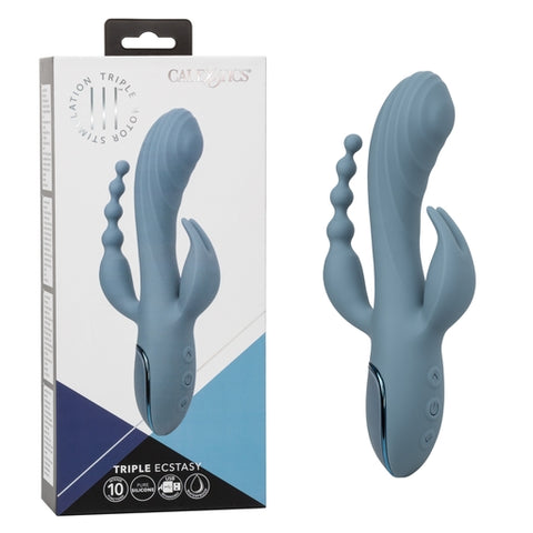 Triple Motor Vibrator Massager With Beaded Tail Blue Grey > Vibrators > Ladies > Rabbit Multi