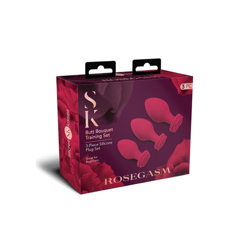 Secret Kisses Rosegasm Butt Bouquet Training Set for Enhanced Pleasure Burgundy Butt Plugs