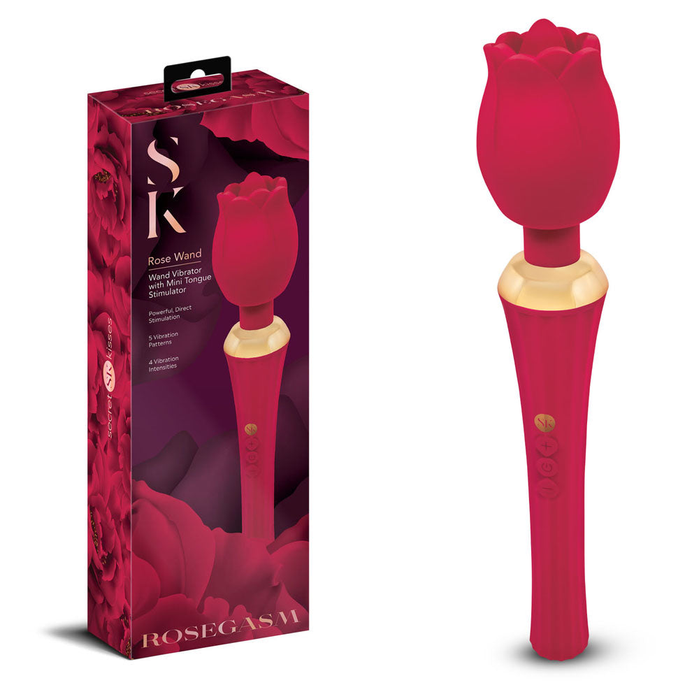 Secret Kisses Rosegasm Rose Wand – Tongue Stimulator Vibrator Red > Sex Toys For Ladies > Rose Stimulators