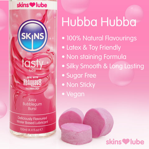 Skins Juicy Bubblegum Blast Waterbased Lubricant 130ml Flavoured Lube
