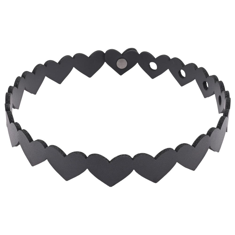 Sex and Mischief Heart Day Collar Choker Style Necklace in Faux Leather Sexy Jewelry & Masks