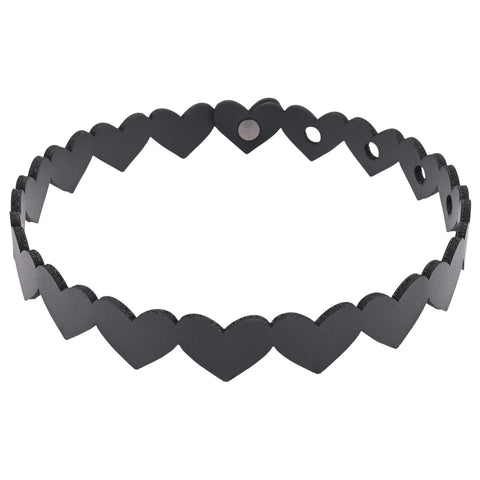 Sex and Mischief Heart Day Collar Choker Style Necklace in Faux Leather Sexy Jewelry & Masks