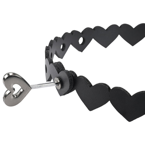 Sex and Mischief Heart Day Collar Choker Style Necklace in Faux Leather Sexy Jewelry & Masks