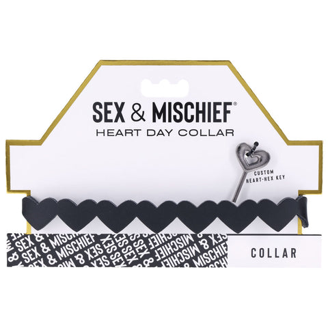 Sex and Mischief Heart Day Collar Choker Style Necklace in Faux Leather Sexy Jewelry & Masks