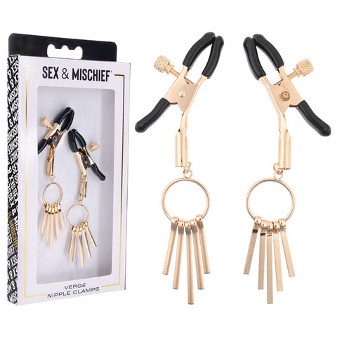 Sex and Mischief Verge Nipple Clamps for Sensual Stimulation and Intimate Play Gold Nipple Clips