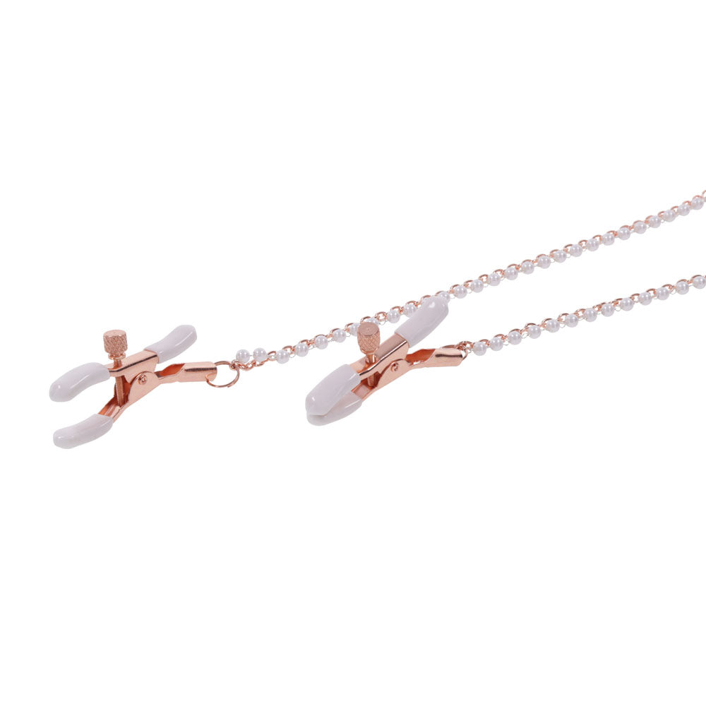 Sex & Mischief Peaches n CreaMe Collar with Nipple Clamps 35-44.5 cm Nipple Clamps