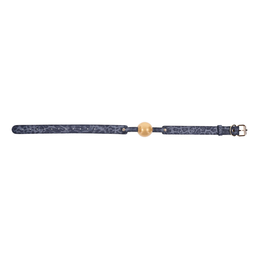 Sex and Mischief Cougar Ball Gag Navy and Gold Mouth Restraint Gags