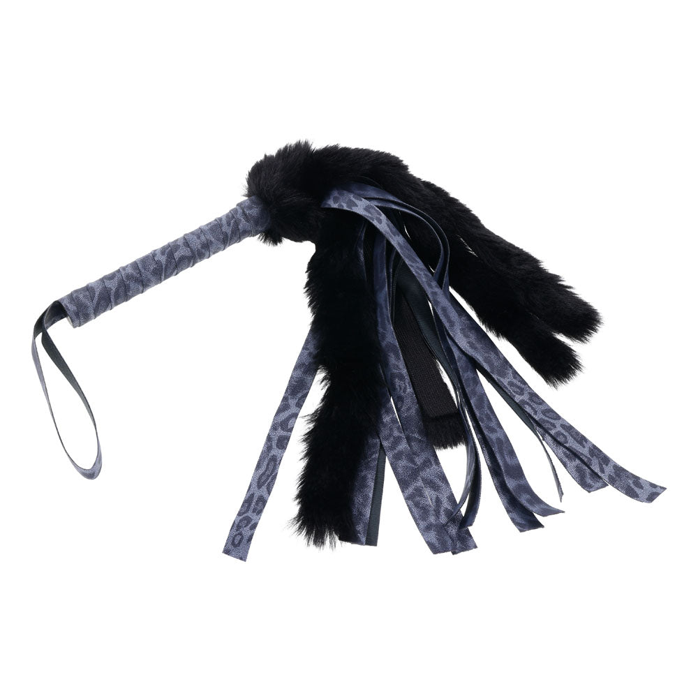 Sex & Mischief Cougar Faux Fur Flogger 28 cm Navy/Black Whip Whips & Paddles