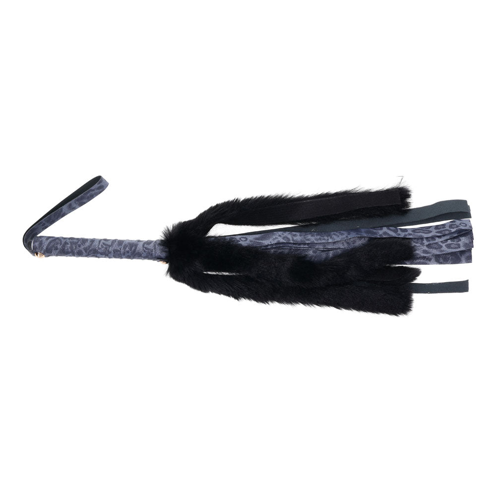 Sex & Mischief Cougar Faux Fur Flogger 28 cm Navy/Black Whip Whips & Paddles
