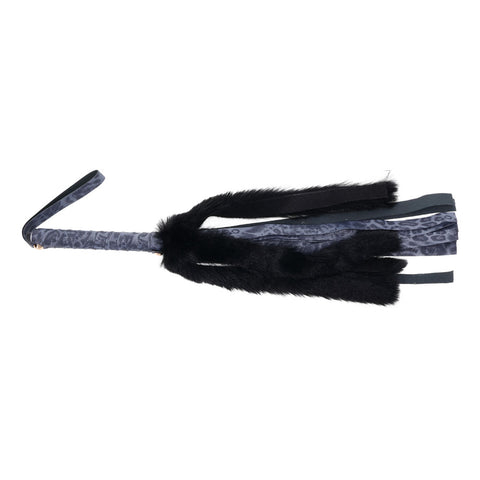 Sex & Mischief Cougar Faux Fur Flogger 28 cm Navy/Black Whip Whips & Paddles