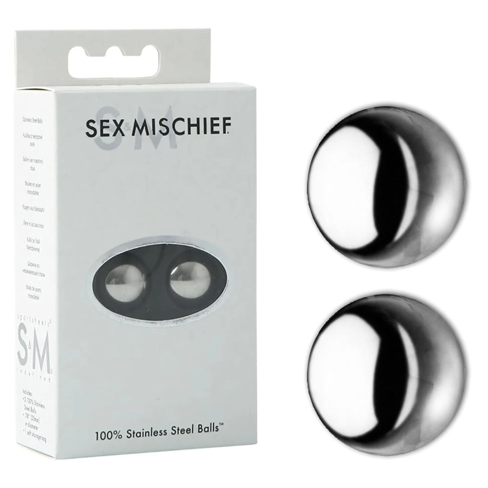 Sex & Mischief 100% Stainless Steel Balls 1.5 Inch Ben Wa Balls Silver Kegel & Pelvic Exercisers