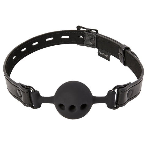 Sportsheets Saffron Breathable Ball Gag Adjustable Comfort Black Gags