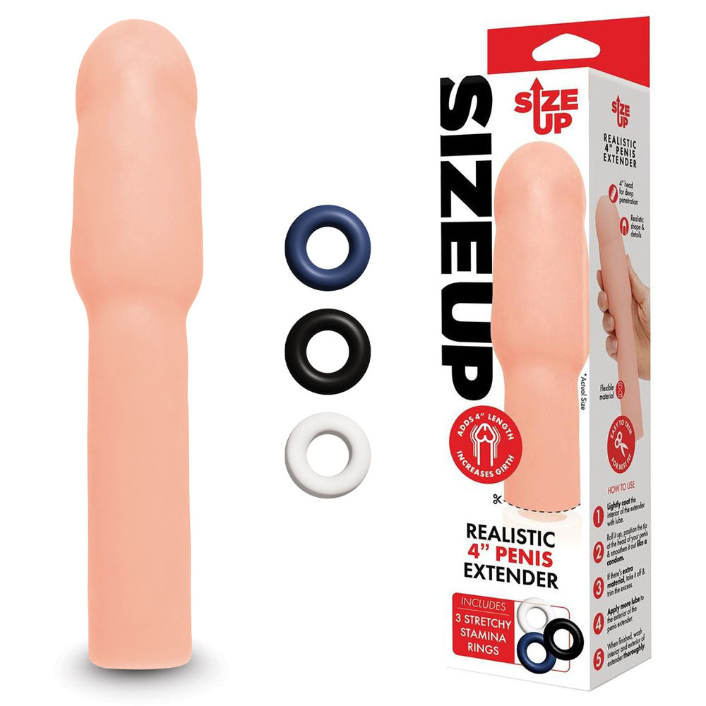 Size Up Realistic 4 Inch Penis Extender for Enhanced Pleasure and Performance Flesh SLEEVES