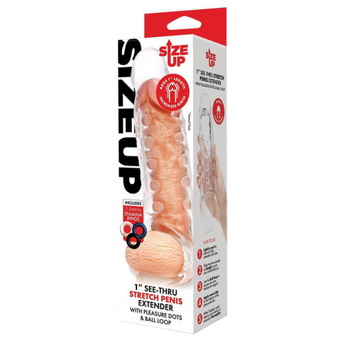 Size Up 1 Inch See Thru Stretch Penis Extender SLEEVES