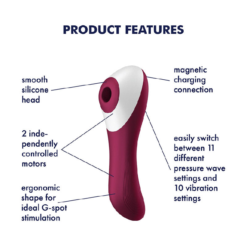 Satisfyer Dual Crush Air Pulse Stimulator with Vibration – Rechargeable Silicone Vibrator > Sex Toys For Ladies > Air Pulsation