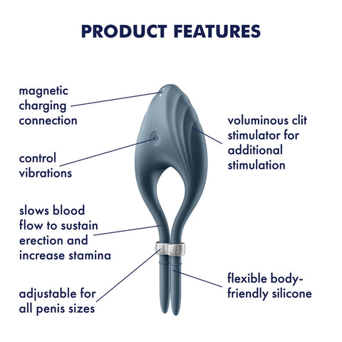 Satisfyer Duelist Dark Vibrating Adjustable Lasso Silicone Cock Ring > Cock Ring > Adjustable