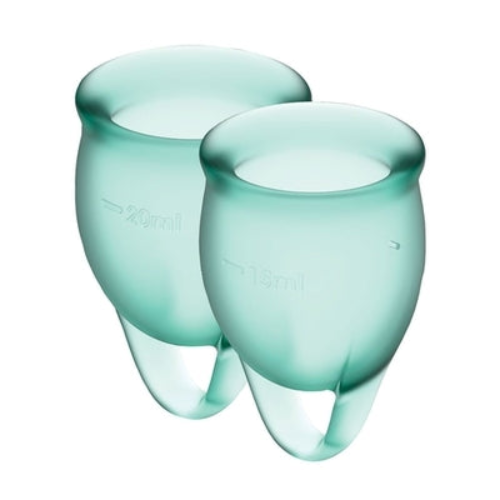 Satisfyer Feel Confident Menstrual Cup Kit Dark Green – Medical Grade Silicone Two Sizes > Essentials > Menstrual Products