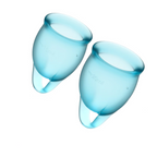 Satisfyer Feel Confident Menstrual Cup Kit Light Blue – Medical Grade Silicone Two Sizes > Essentials > Menstrual Products