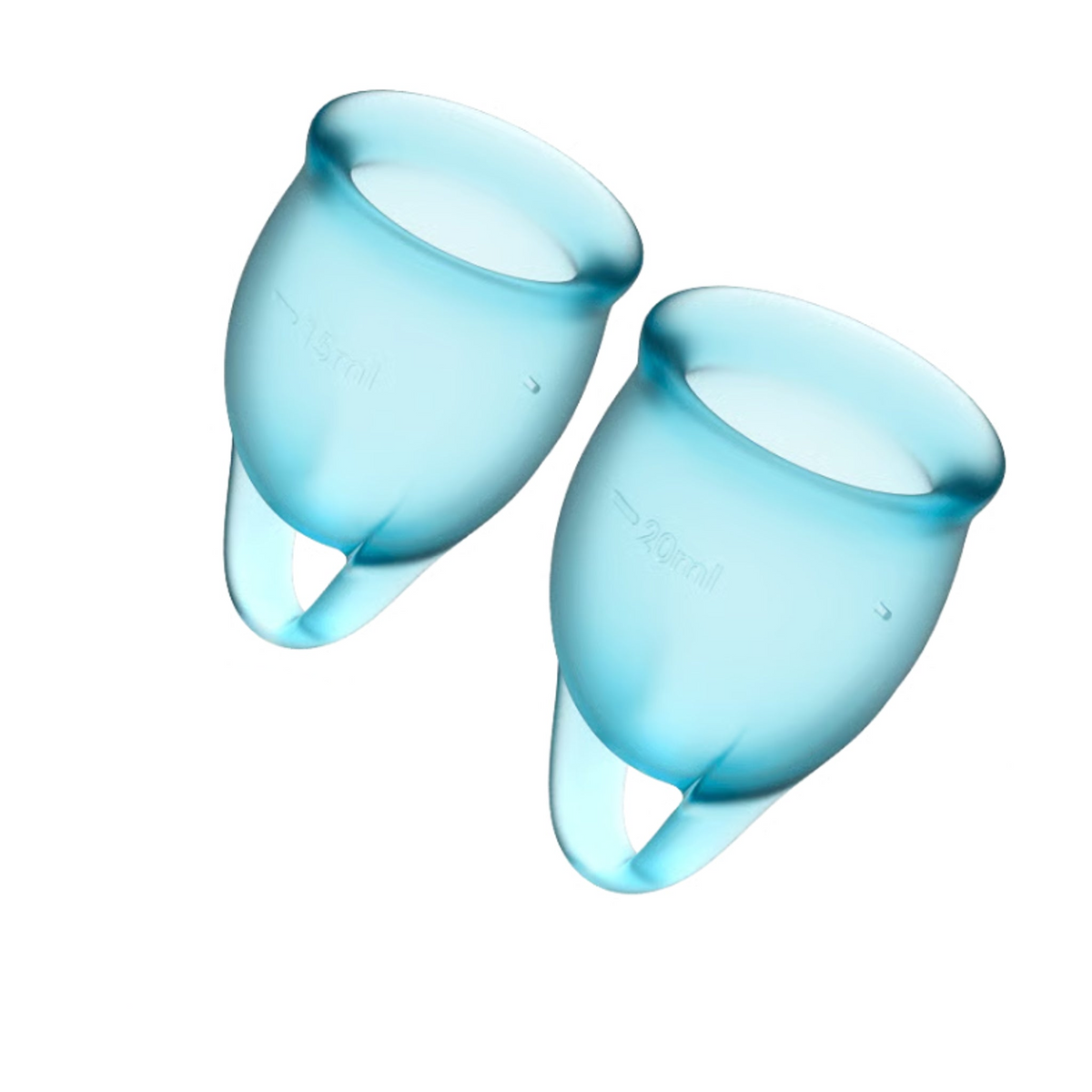 Satisfyer Feel Confident Menstrual Cup Kit Light Blue – Medical Grade Silicone Two Sizes > Essentials > Menstrual Products