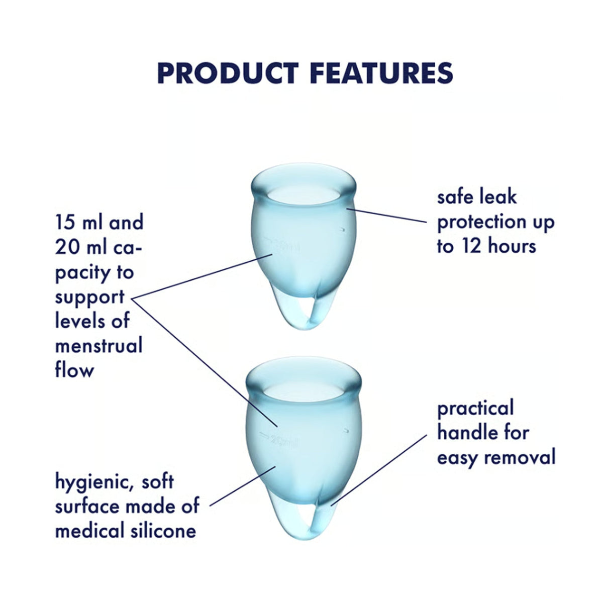 Satisfyer Feel Confident Menstrual Cup Kit – Medical Grade Silicone Two Sizes > Essentials > Menstrual Products