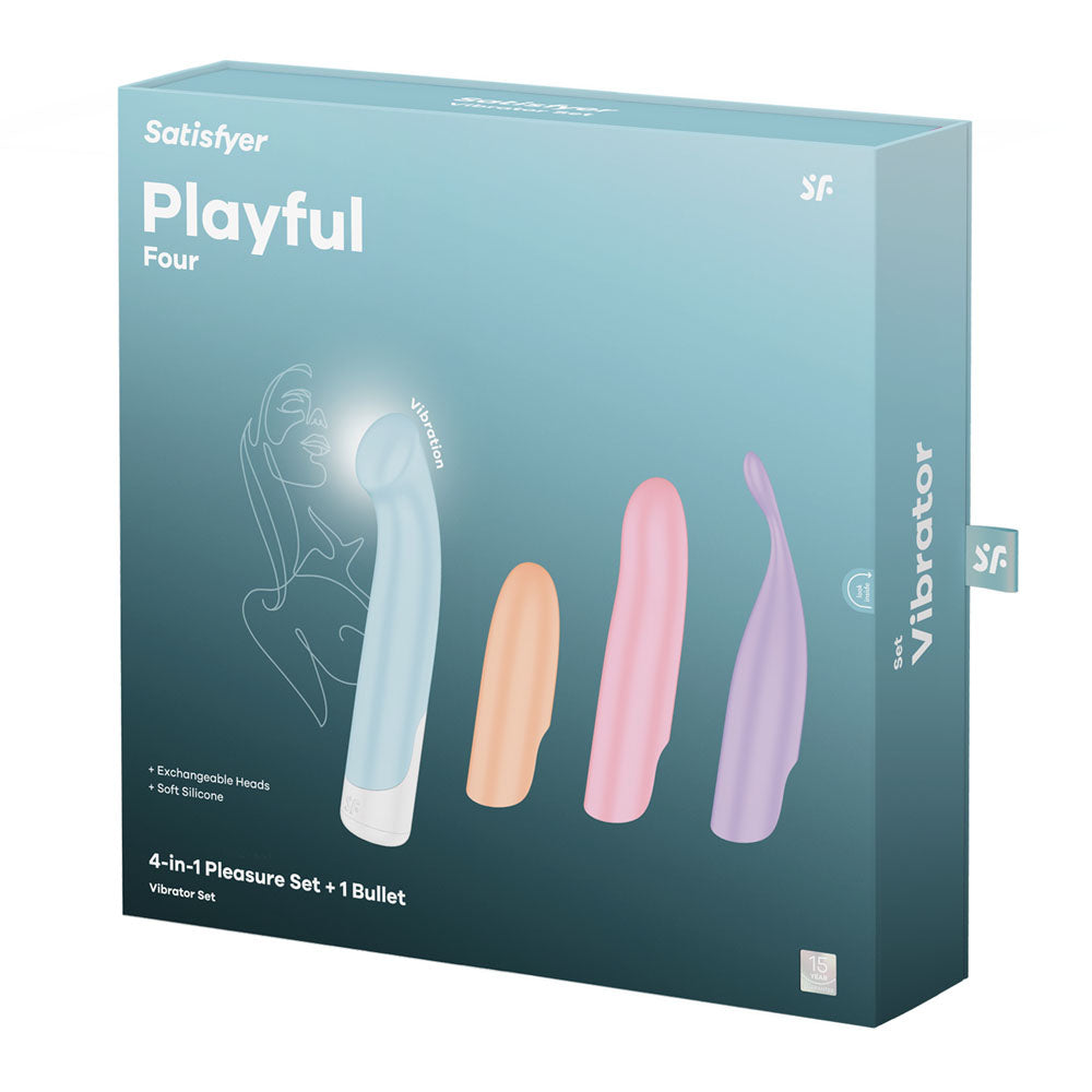 Satisfyer Playful Four 4-in-1 Rechargeable Toy with Interchangeable Sleeves Intimate Stimulator > Sex Toys > Couples Toys Main image