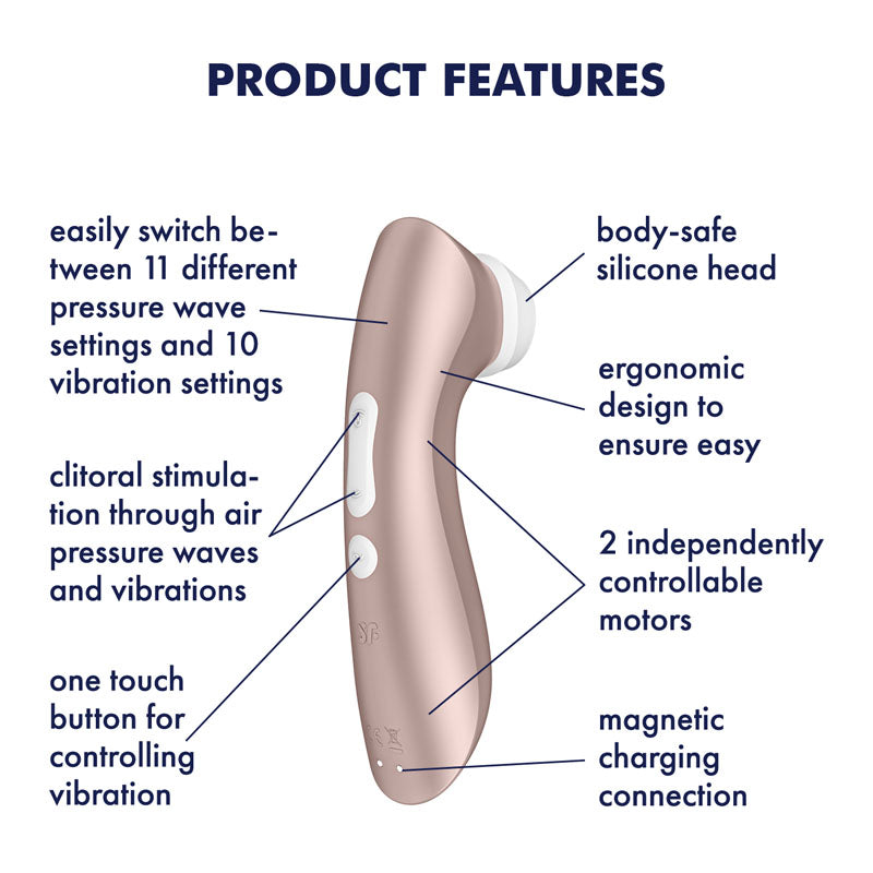 Satisfyer Pro 2+ Clitoral Stimulator Rechargeable Touch-Free 164mm USB Device Secondary image