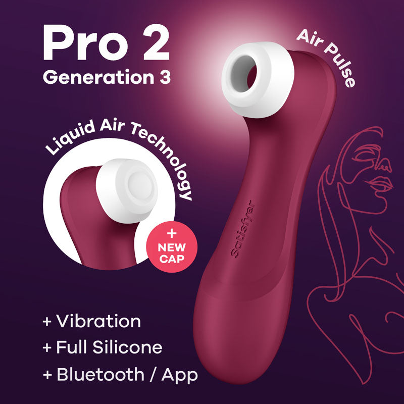 Satisfyer Pro 2 Gen 3 App Control Clitoral Stimulator Wine Red STIMULATORS