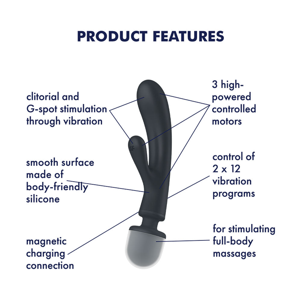 Satisfyer Triple Lover Hybrid Wand and Rabbit Vibrator Waterproof Design > Vibrators > Ladies > Rabbit Multi Main image