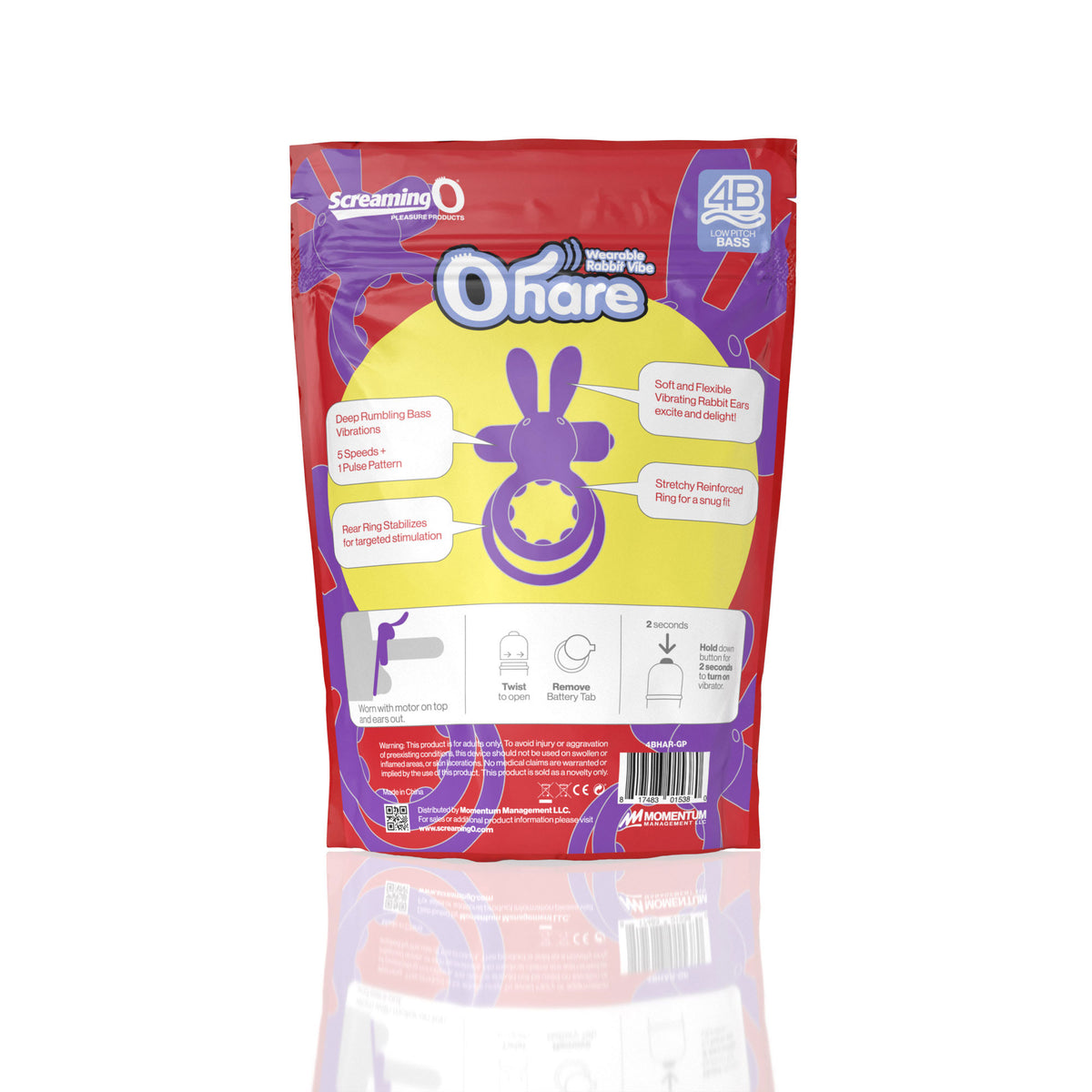 Screaming O 4B Ohare Grape – Wearable Double Ring Rabbit Vibrator with Deep Bass Vibrations > Cock Ring > Vibrating