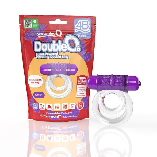 Double O 6 4B Low Pitch Bass Vibrating Ring with Raised Pleasure Ticklers and Extended Battery Life > Cock Ring > Vibrating Main image