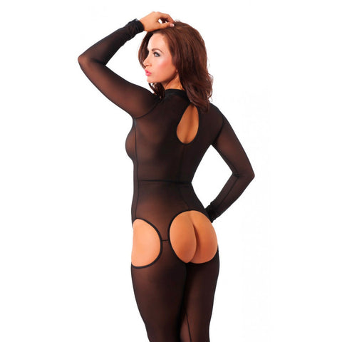 Sensual Black Open Crotch Catsuit For Women Stretch > Clothes > Bodies and Playsuits