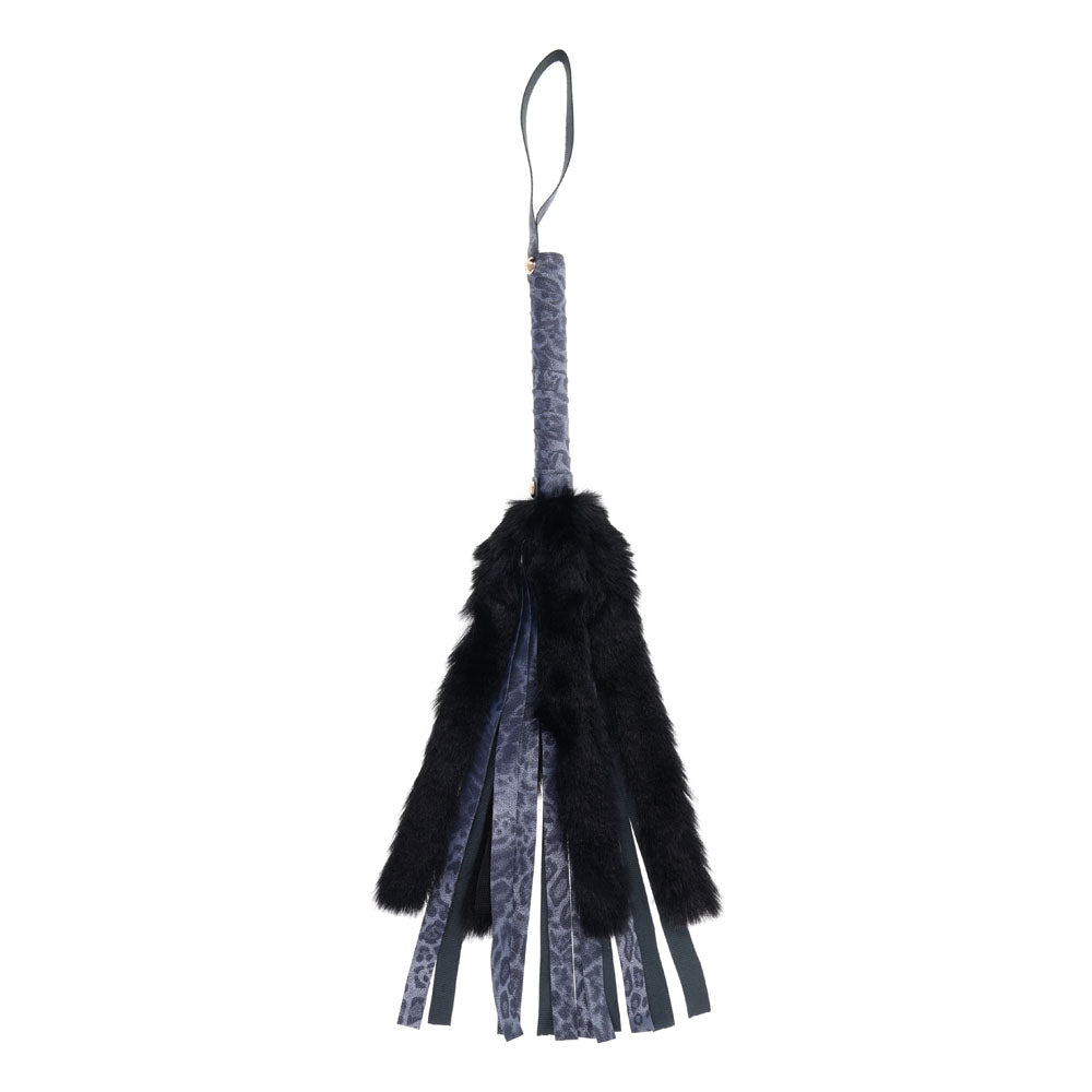 Sex & Mischief Cougar Faux Fur Flogger 28 cm Navy/Black Whip Whips & Paddles