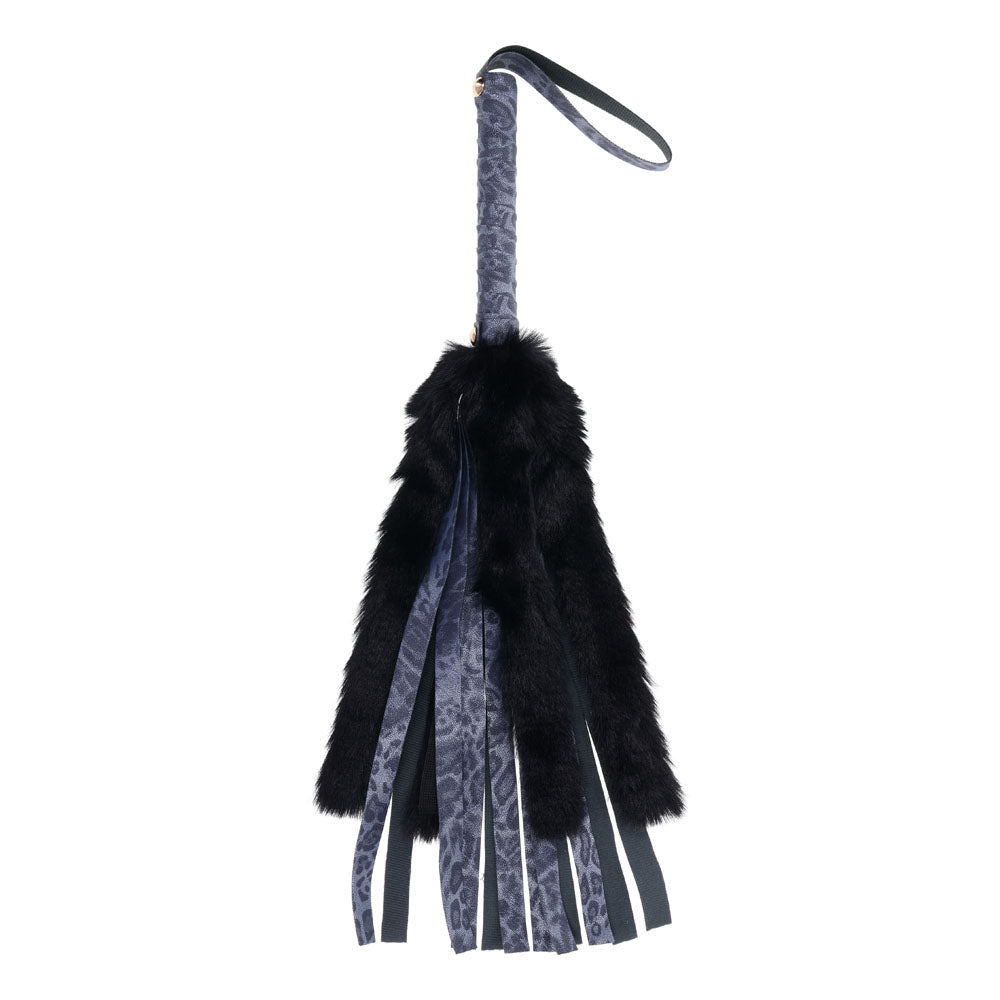 Sex & Mischief Cougar Faux Fur Flogger 28 cm Navy/Black Whip Blue Whips & Paddles