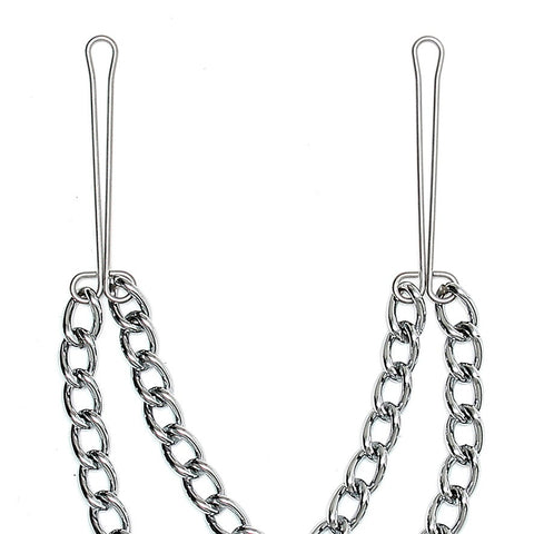 Silver Nipple Clamps With Double Chain > Bondage Gear > Nipple Clamps
