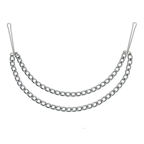 Silver Nipple Clamps With Double Chain Default Title > Bondage Gear > Nipple Clamps