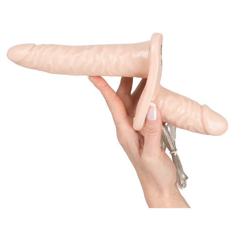 Skin Tone Dual Vibrating Adjustable Strap-On Set – Rechargeable Strap-On > Realistic Dildos and Vibes > Vibrating Strap Ons