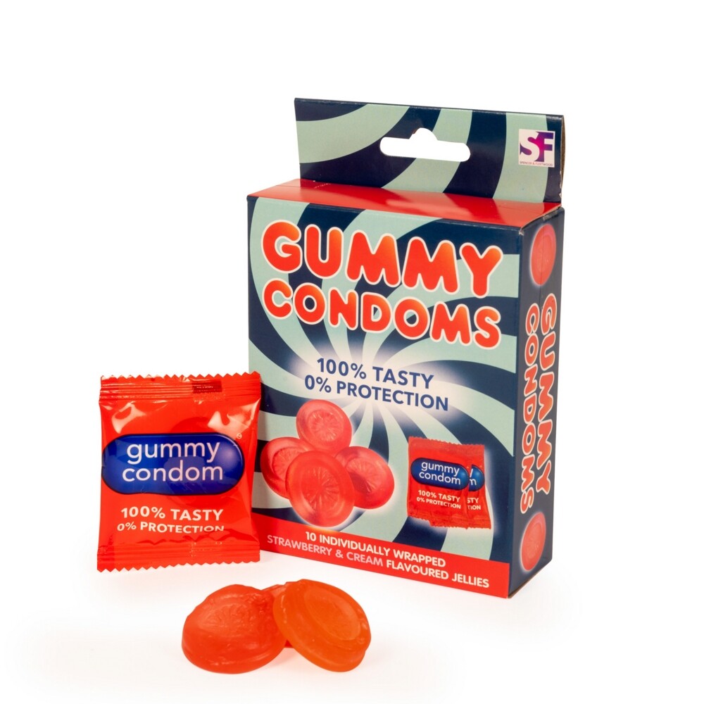 Strawberry Flavoured Edible Gummy Condoms 10 Novelty Pack Default Title > Relaxation Zone > Edible Treats