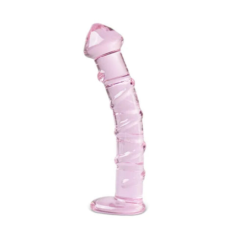 Textured Pink Glass Dildo With Temperature Play Design Default Title > Sex Toys > Glass