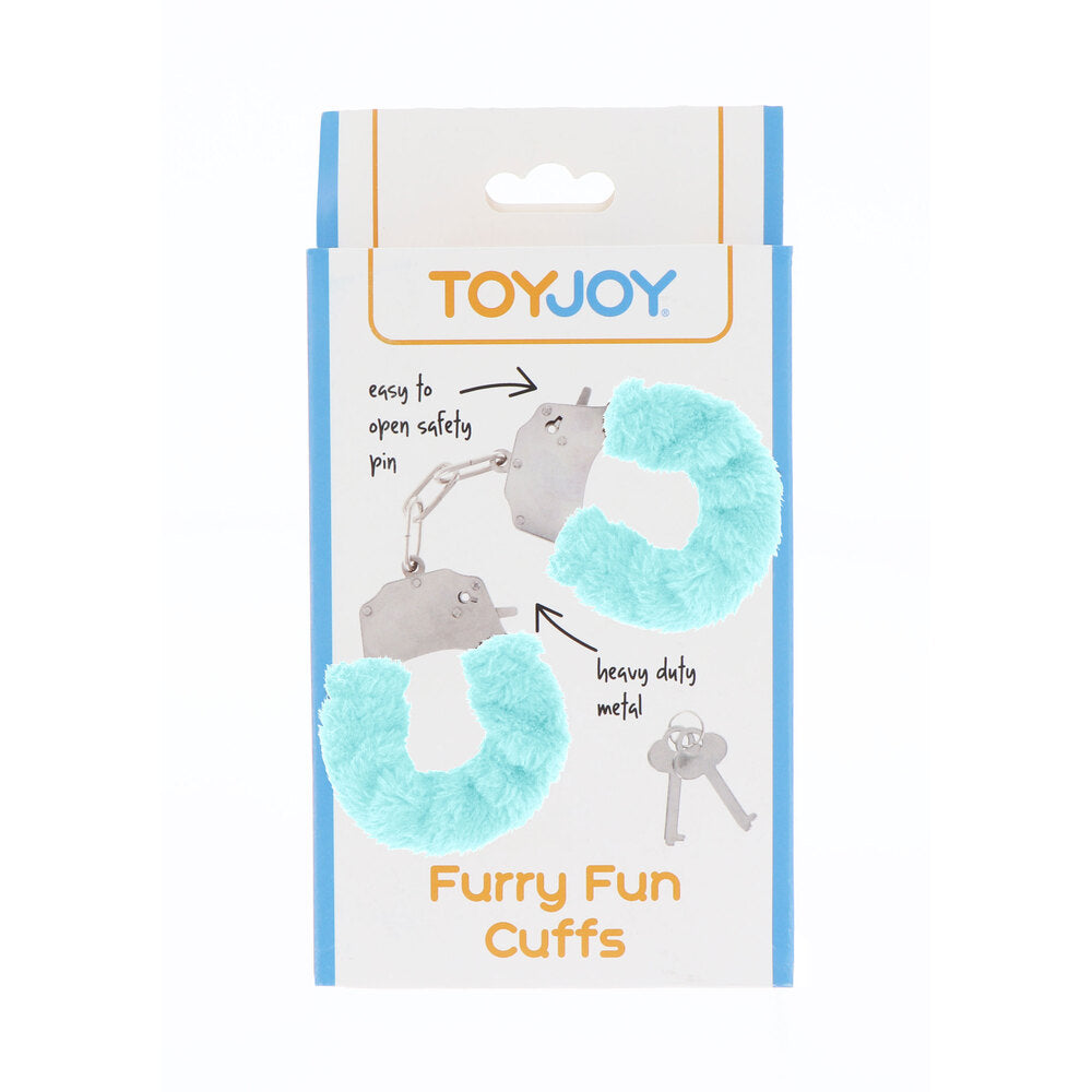 ToyJoy Furry Fun Aqua Wrist Cuffs – Faux Fur Lined Restraints > Bondage Gear > Handcuffs