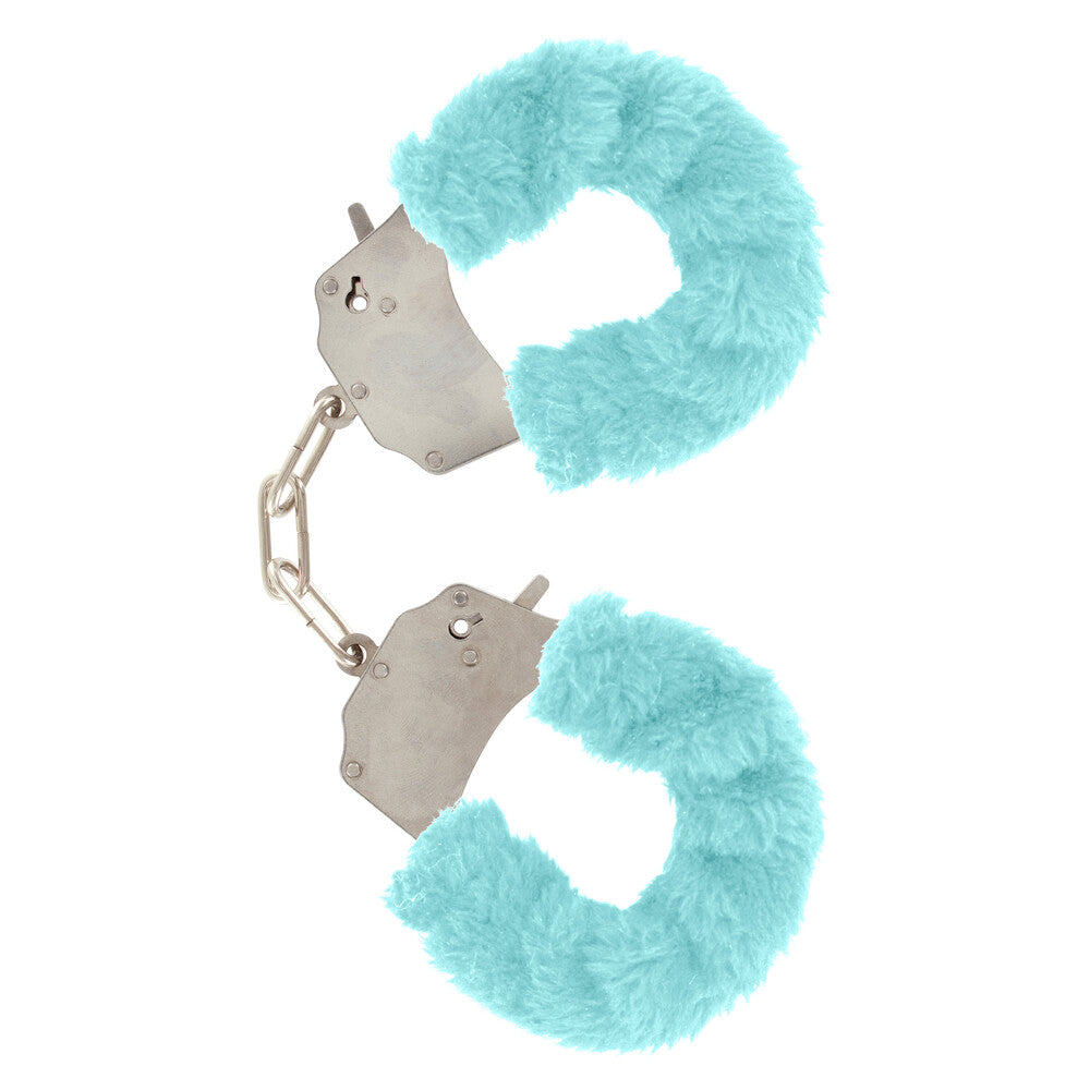ToyJoy Furry Fun Aqua Wrist Cuffs – Faux Fur Lined Restraints Default Title > Bondage Gear > Handcuffs