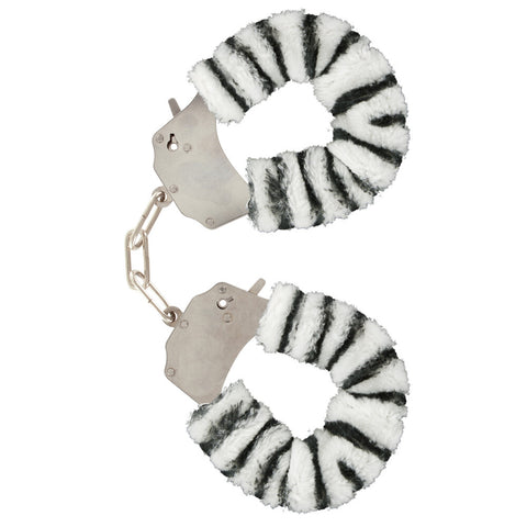 ToyJoy Furry Fun Zebra Plush Wrist Cuffs – Soft Restraint Set Default Title > Bondage Gear > Handcuffs